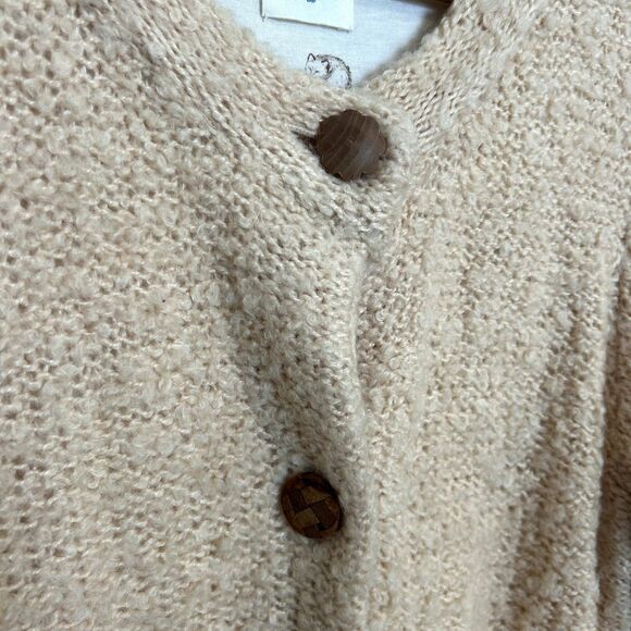Anthro HWR Cardigan Mohair Sweater Large Dusty Pink 3/4 Sleeve Button-front - Picture 9 of 15